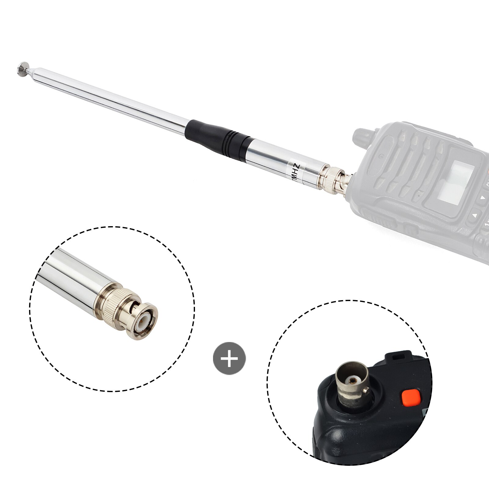 Antenne Radio CB Télescopique, 11 Mètres, 27Mhz, BNC, 130cm, 51.18 Pouces, pour Radio CB asile ra HH50WXST HH50 Midland Alan42 75-822