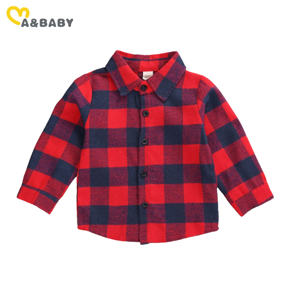 Ma&Baby 1-6Y Toddler Kid Boys Red Plaid Shirts Christmas Boys Clothes Long Sleeve Xmas Costumes Tops