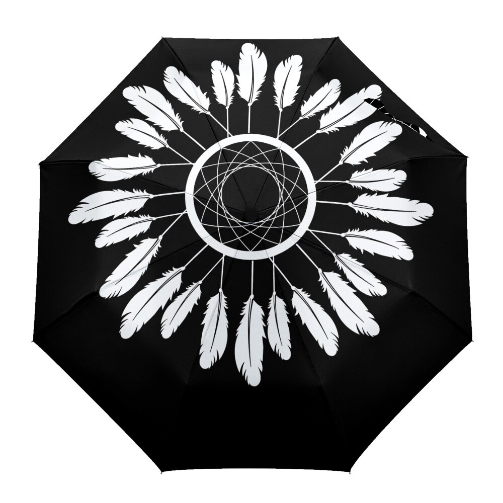 Indiase Patroon Drie-opvouwbare Paraplu Wind Slip Vouwen volautomatische Paraplu Zonnige en Regenachtige Paraplu