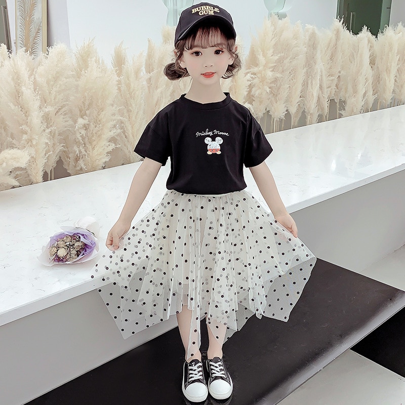 Meisjesrokken kinderrok zomer tienermeisje mesh stippenprint rokken kinderkleding 3 4 6 8 10 12 14 jaar tienermeisje