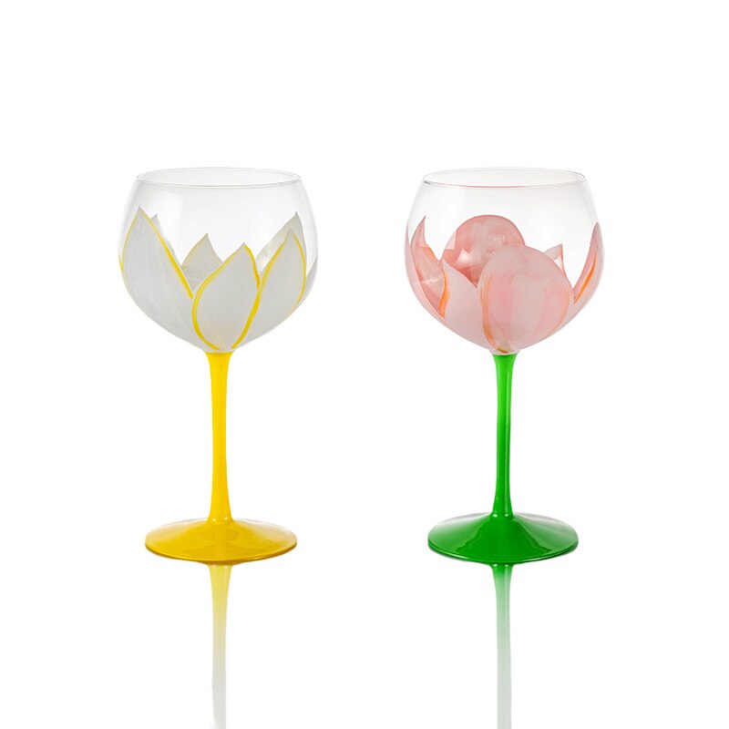 JINYOUJIA-copas de vino de tulipán pintadas a mano, copa de vino blanco de cristal sin plomo, para Hotel, boda, , Copas de pareja