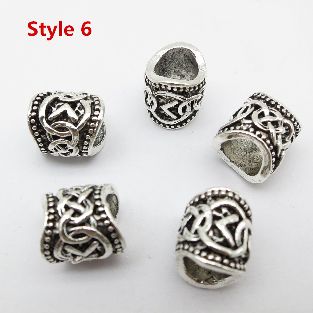 24Pcs/5Pcs Viking Rune Haar Vlecht Dread Dreadlock Baard Kralen Ringen Buizen Voor Mannen Vrouwen Haar Accessoires: 5pcs Style 6