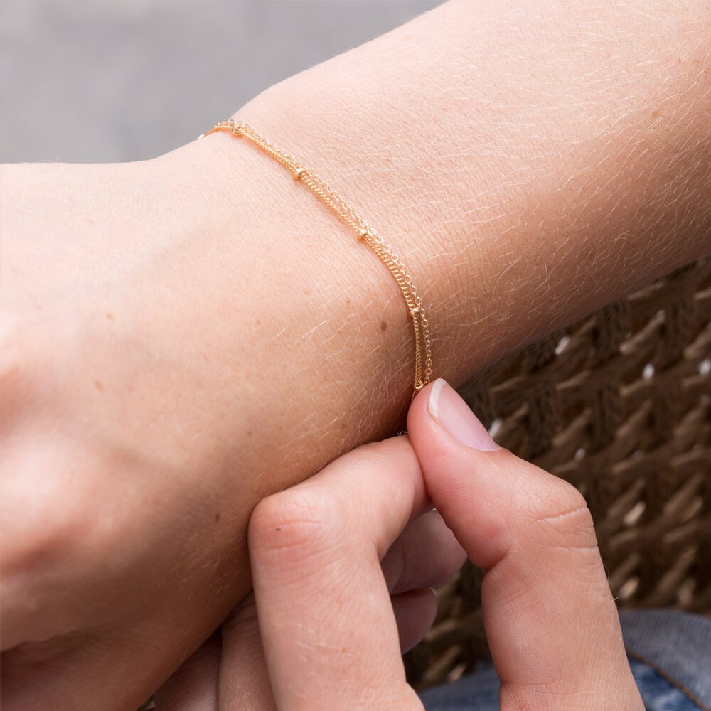 E-Manco Mode Eenvoudige Kralen Ball Chain Multi-Layered Armband Sieraden Dunne Link Chain Vrouwen 316L Rvs ketting Sieraden