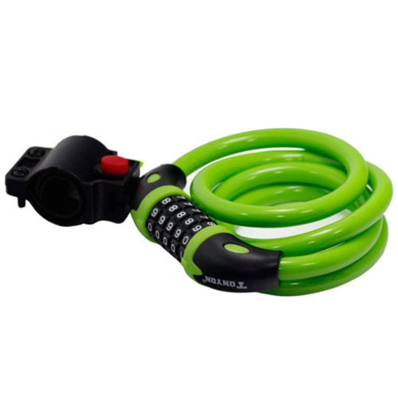 Bike Changeable password Lock 5 Digit Code Combination Bicycle Security Lock 120cm x 12cm Steel Cable Spiral Cycling: Green