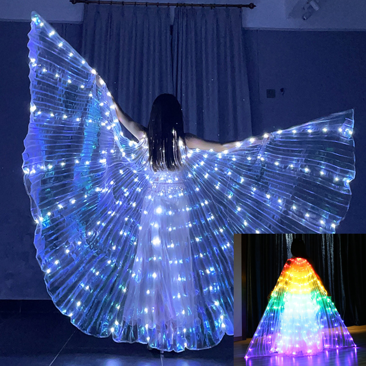 Capa de Hada LED, disfraz de luz, alas brillantes de mariposa, luces de baile para puesta en escena, celebración de , decoración de espectáculo de boda