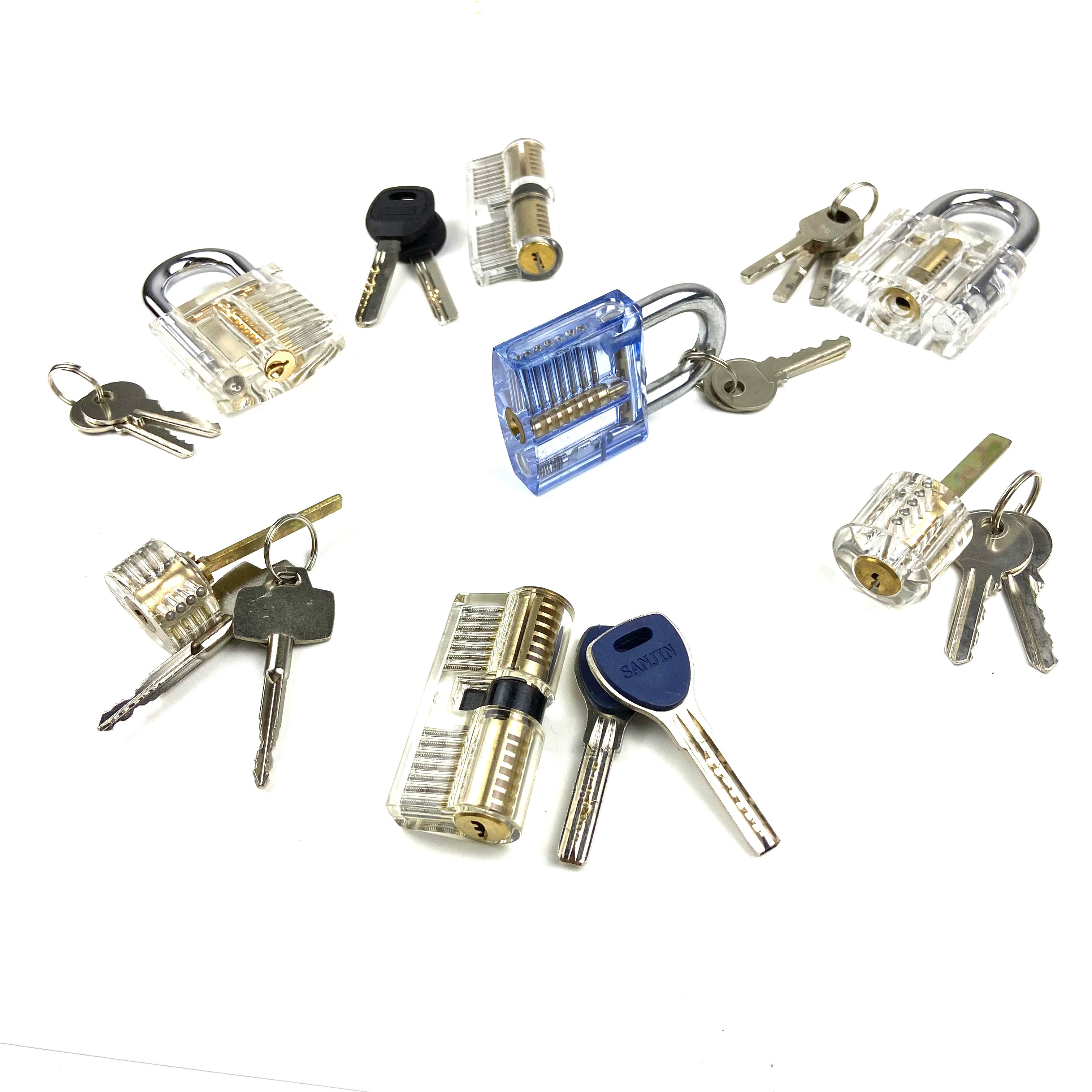 Locksmith Training Lock Set 7pcs Transparent Lock for LockPick Practice for Beginner