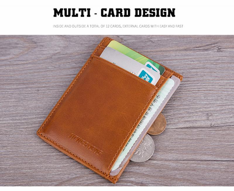 3 Colors Wallets Thin Men's Leather Multi-Card Wallet Retro Solid Color Mini Card Package Coin Purses