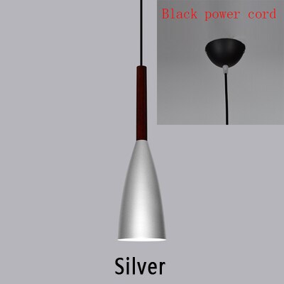 Moderne minimalistisk  e27 pendellamper bar cafe restaurant indretning træ aluminium hængelampe belysning armatur: Sølv