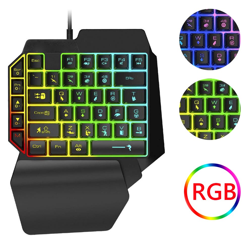 Gaming Toetsenbord En Muis Combo Rgb Backlit Een Hand Toetsenbord Muizen Met Converter Adapter Set Voor Nintendo Switch PS4 PS5 Xbox