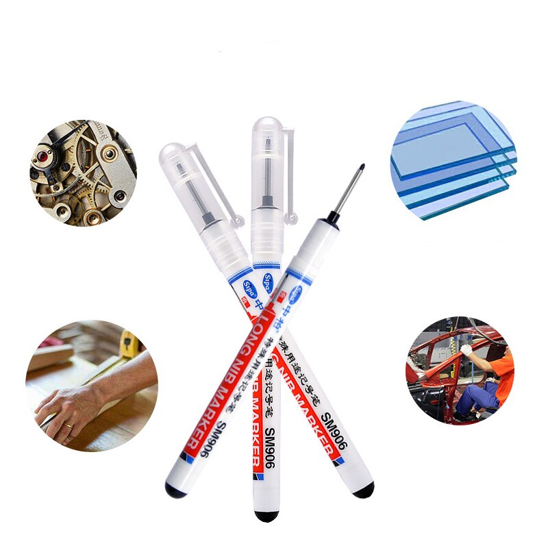 Rotuladores de punta larga para decoración del hogar, marcador de agujero de perforación profunda de 20mm, color negro, colorido, procesamiento de Hareware, coche, de estante de libros, 3 uds.