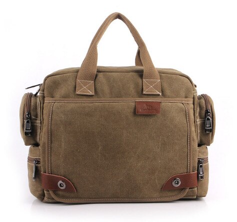 MANJIANGHONG Mannen Canvas Tas mannelijke Crossbody Tas Canvas Schouder Messenger Bags mannen Handtas zakelijke Tote Aktetas: Khaki