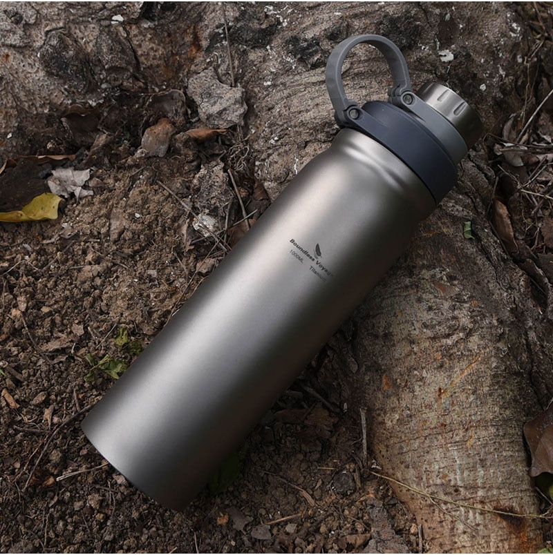 Boundless Voyage Titanium Bottle with Leak Proof Lid Outdoor Camping Hiking Sports Water Bottle Soup Tea Drinkware 1000ml