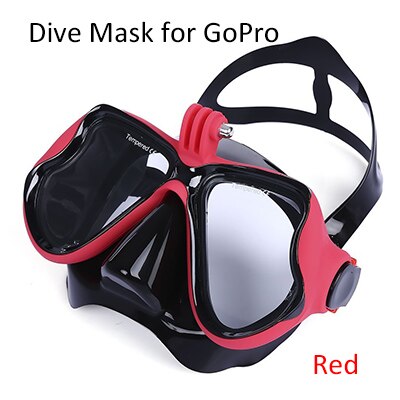 Professionele Onderwater Duikbril Scuba Snorkel Zwembril voor GoPro Xiaoyi Sport Camera Full Droge Eyewear: Rood