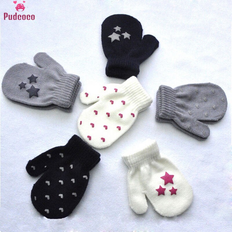 Meisjes Wanten Winter Kids Handschoenen Dot Ster Hart Patroon Breien Katoen Zachte Warme Baby Jongens
