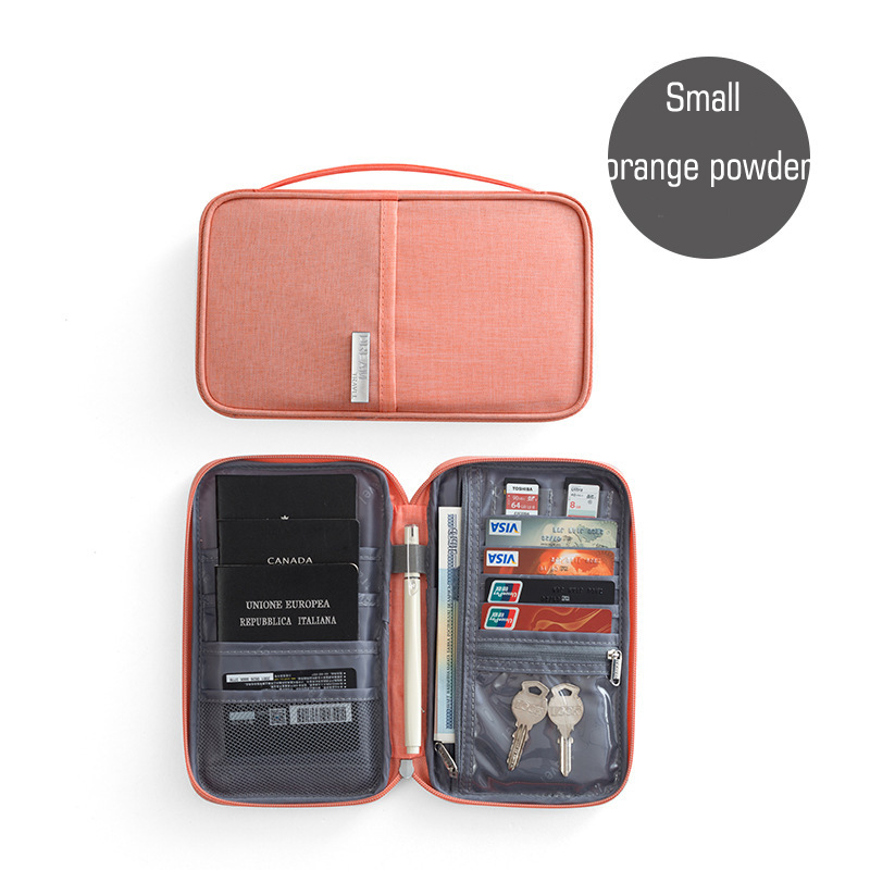 QIAQU, organizador de viaje para hombre y mujer, paquete de tarjetas para pasaporte, cartera multifunción, Cartera de con múltiples bolsillos, paquete de tarjetas: Small orange powder