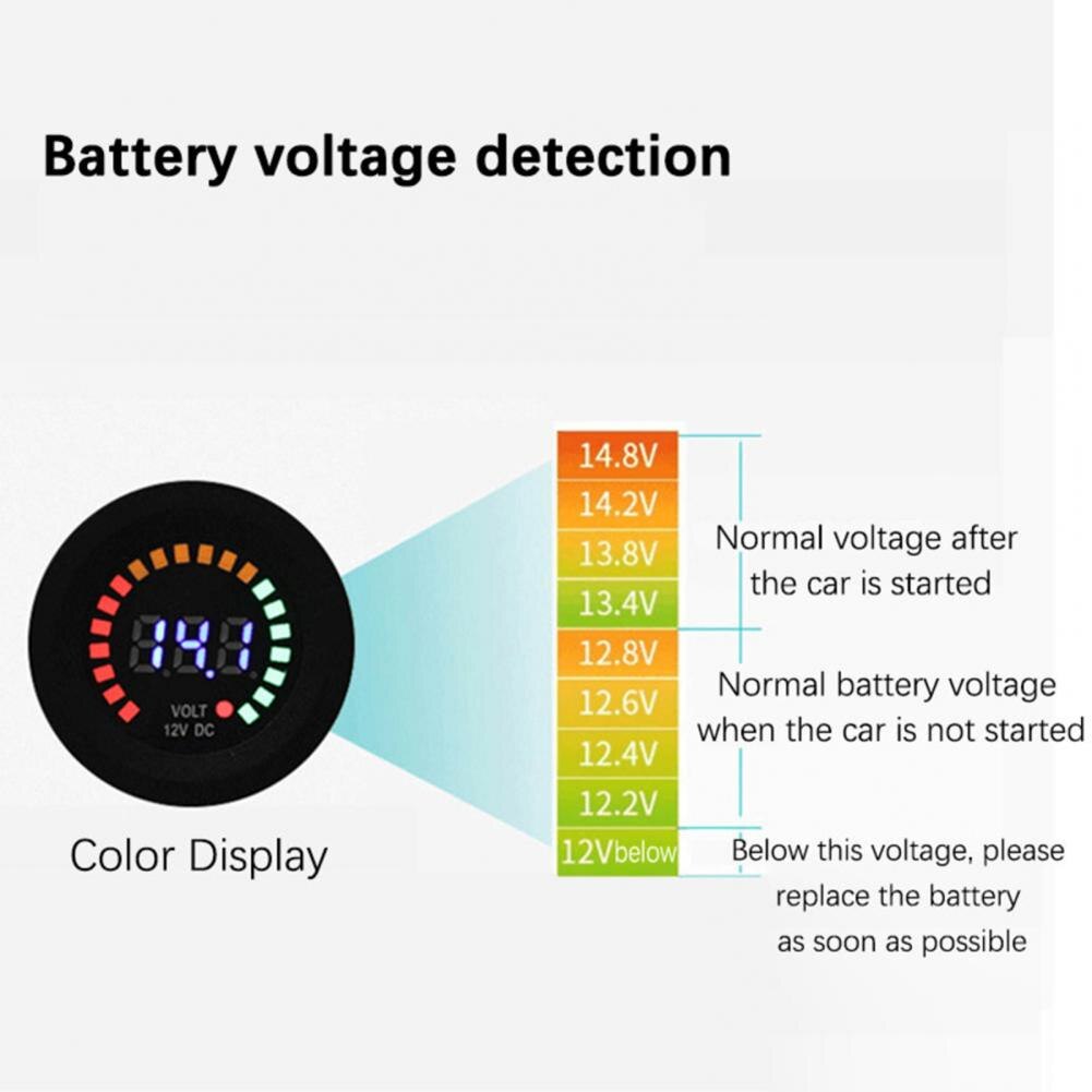 Voltage Meter LED Display Waterproof 12 Volt Digital Voltage Gauge Car Mini Digital LED Voltmeter Voltmeter Motor Accessories