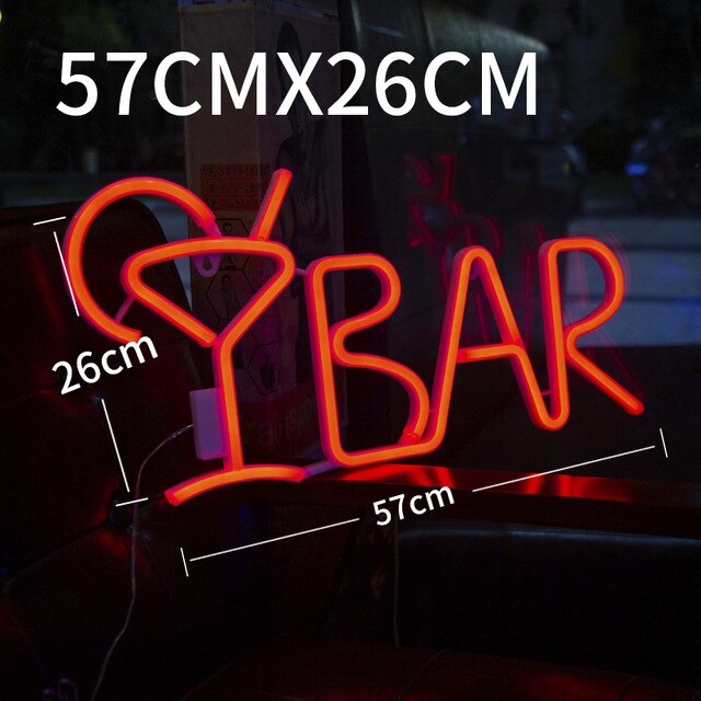 Led Bar Neon Sign Light Art Decor Neon Lamp Tube With Remote Contral For Party Bar Ktv Home Room Wall Decorative Night Lamp: Red