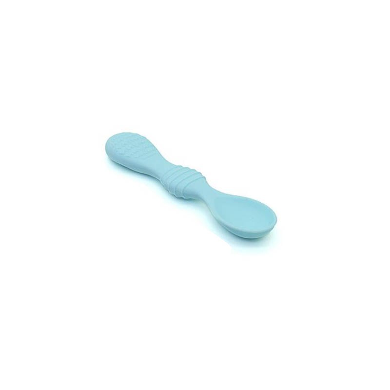 Double Head Feeding Handle Silicone Spoon For Baby Utensils Eat Soild Food Kids Training Manipulative Ability Children Tableware: blue