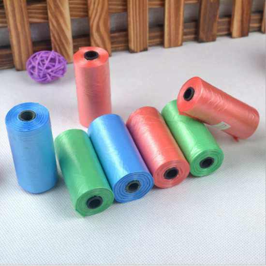 Hond kak tas Pet Supply 5 Rolls/2 Rolls Afdrukken Kat Hond Kak Tas Outdoor Huis Schoon Refill Vuilnis tas: Solid color / 2 roll Random color