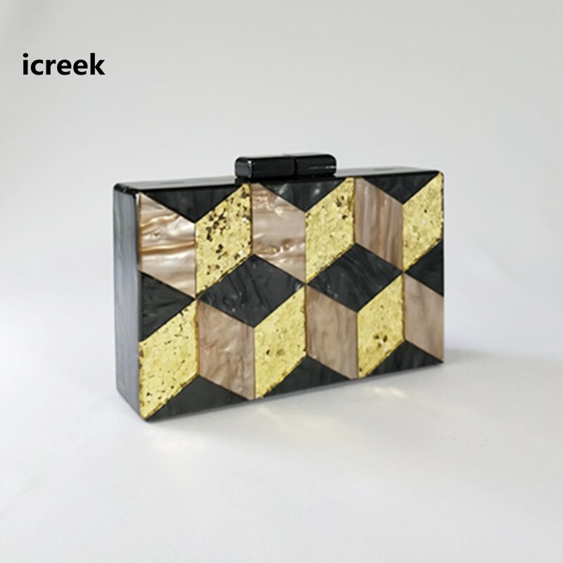 2019Neu perle nackt schwarz abend tasche schwarz Gold funkeln gestreiften acryl kupplung geldbörse lässig kreuz-körper ketten Mini taschen