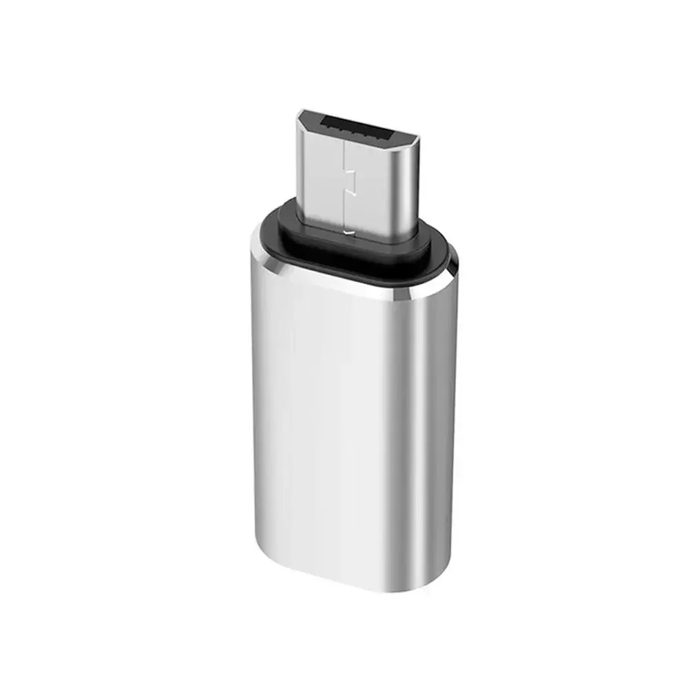 Typ-C-Adapter, USB-C auf Micro-USB-Kabel, Legierung, Micro-USB-Stecker auf Typ-C-Buchse, Adapter, Konverter-Anschluss für Telefon, Tablet: Silber