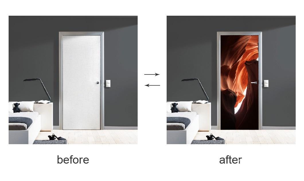 Abstract Style 3D Geometric Door Sticker DIY Renovation Mural Waterproof Print Picture Home Decor Renovation Poster PVC Sticker