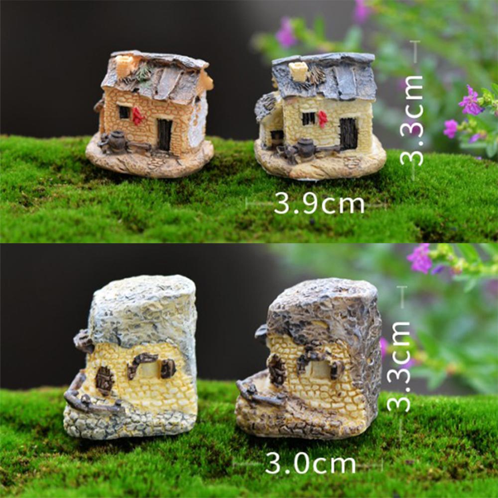 Lille mini harpiks hus miniature landsby hytte sommerhus til mikro landskabspleje fe haven bonsai pot dekoration haven ornamenter