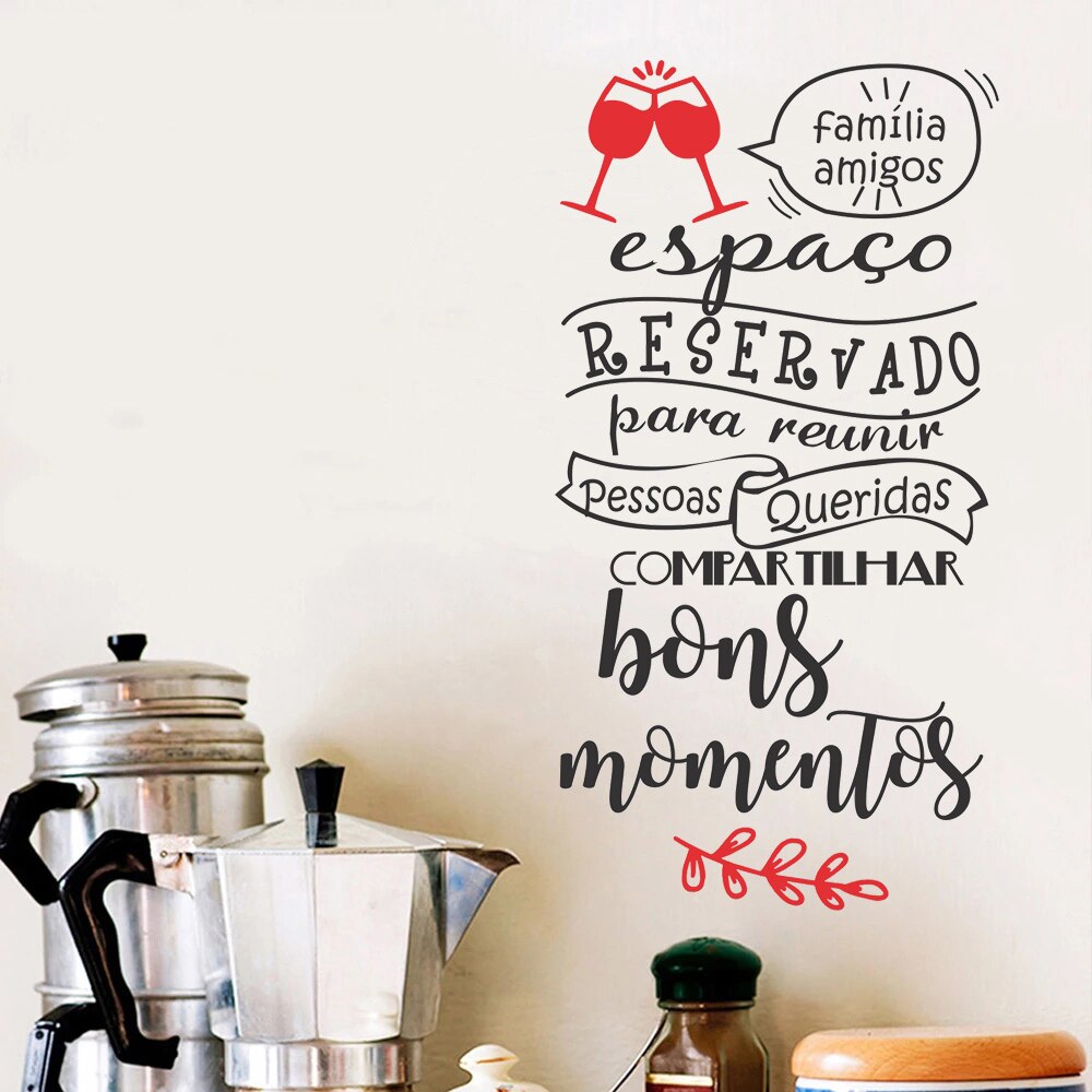 Família Amigos Espaço Reservado Portuguese Quotes Vinyl Wall Decals Waterproof Wallpaper For Bedroom Decor Stickers Mural RU2256: 1 / 42x80cm