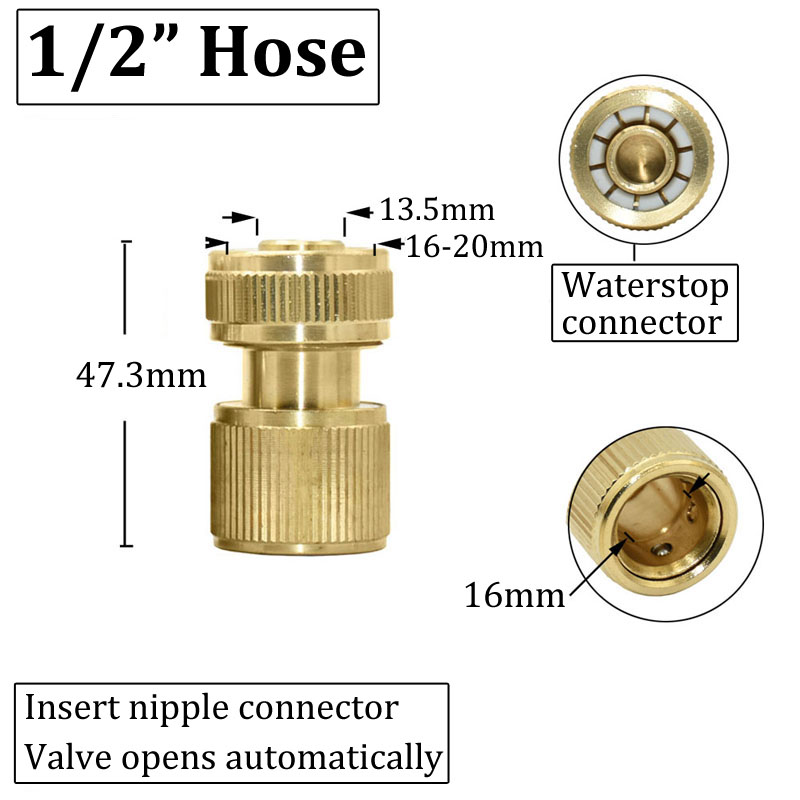 1/2 3/4 5/8 1"Brass Garden Hose Quick Connector Drip Irrigation System Copper Fittings For Outdoor Irrigation Car Wash: Yellow