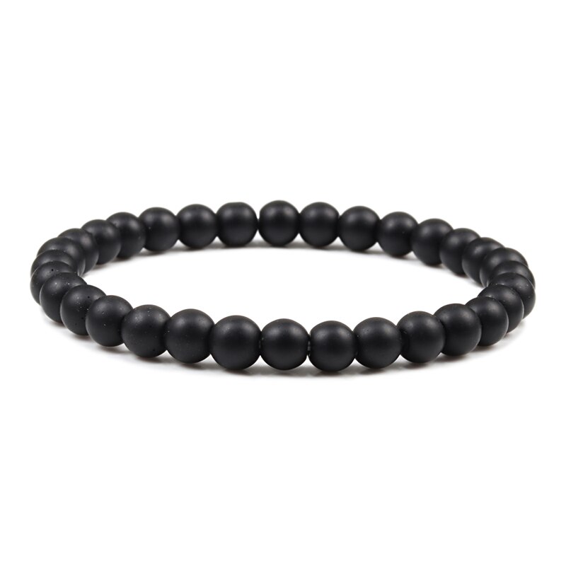 Pulseras de distancia para parejas de piedra de Lava de para hombres, brazaletes de cuentas de Yin Yang blancos y naturales para mujeres, amigas, Pulseira: black matte