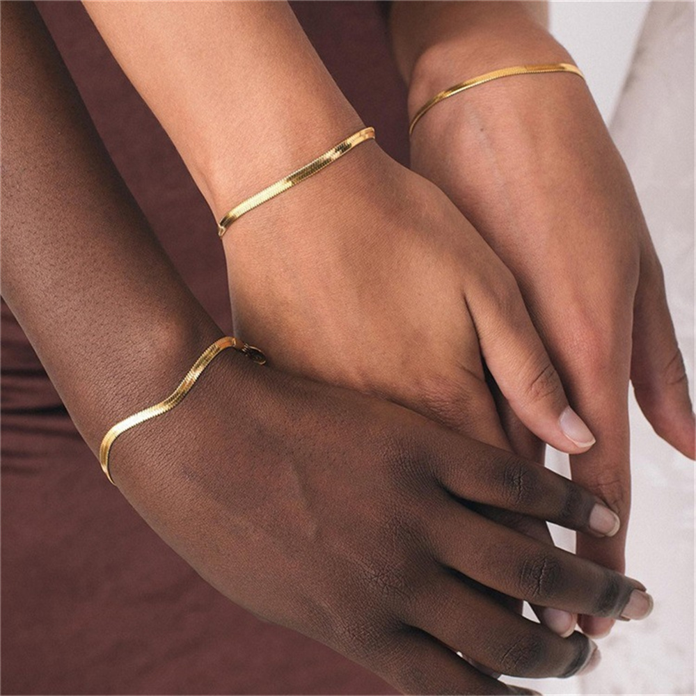 LIKGREAT Mode Roestvrij Staal Slang Ketting Armband voor Vrouwen 2-5mm Breedte Waterdichte Filmy Goud Kleur Verjaardag Sieraden
