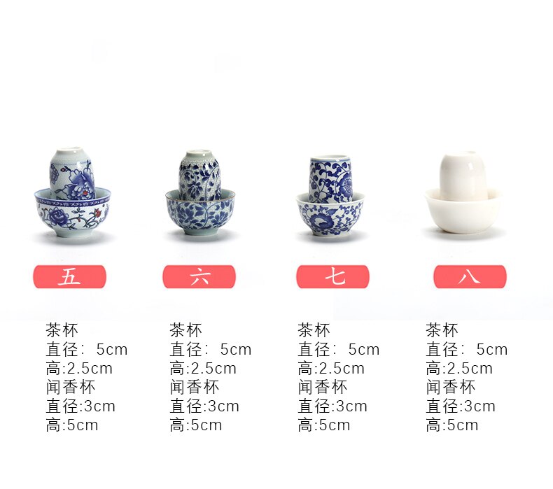 blue-and-white ceramic teacup porcelain wenxiang cup chinese kung fu cup drinkware