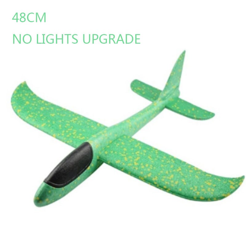 48CM Manual Throwing Foam Aircraft Manually Launching Aircraft Toys Educational Model Toys Children&#39;s Outdoor Sports Games Toys: Green 48cm NO LED