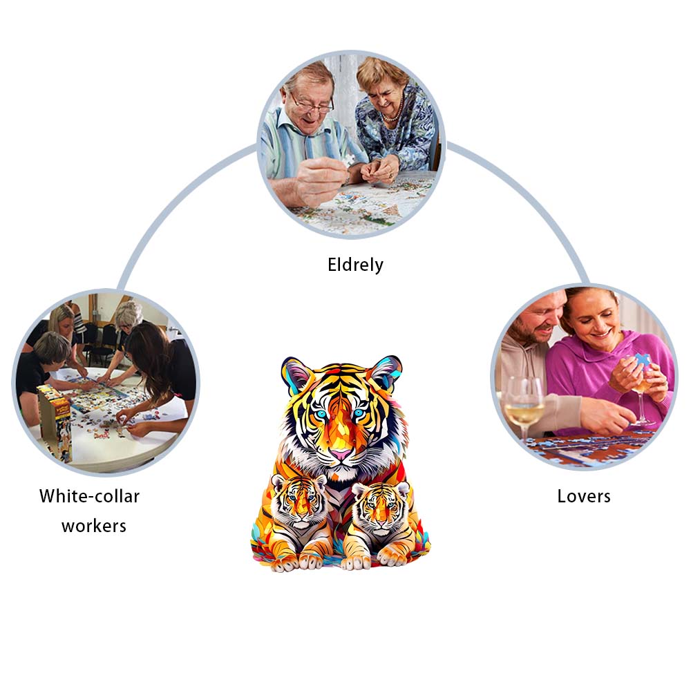 Wooden jigsaw Tiger Box Beautiful for Thanksgiving Irregular shaped animal jigsaw Christmas for adult stress reli