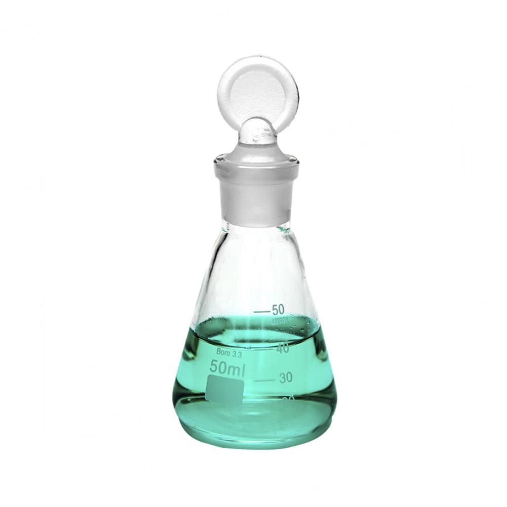 ! Frasco cónico triangular de cristal sin plomo para laboratorio, con tapón, abertura estrecha, 50-1000ml: 50ml