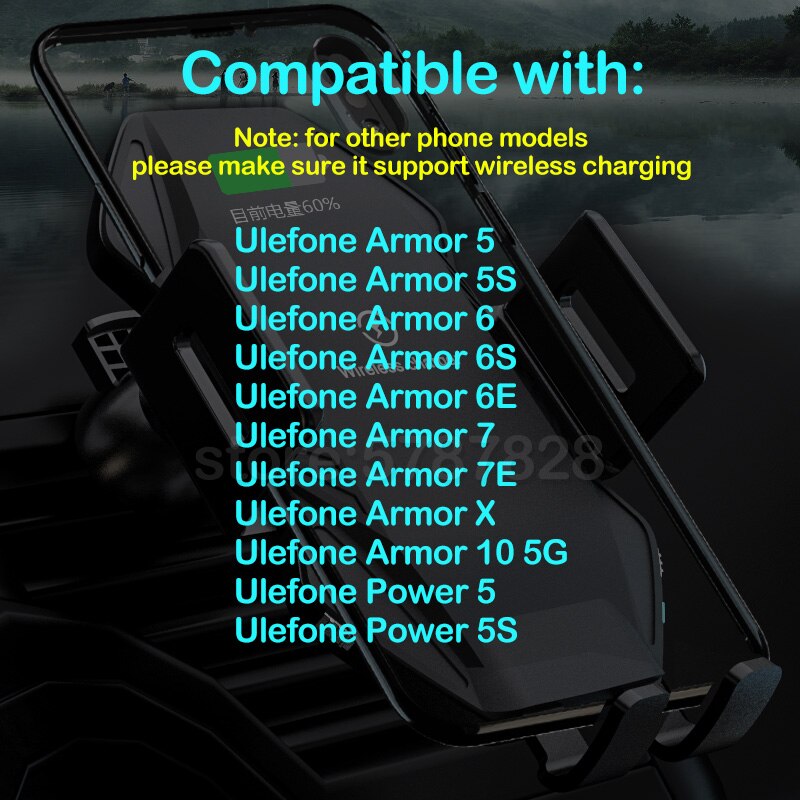 Cargador inalámbrico rápido Qi para coche, 10W, para Ulefone Armor 5 5S 6 6S 6E 7 7E X 10 5G Power 5 5S, soporte de Carga de coche de abrazadera automática