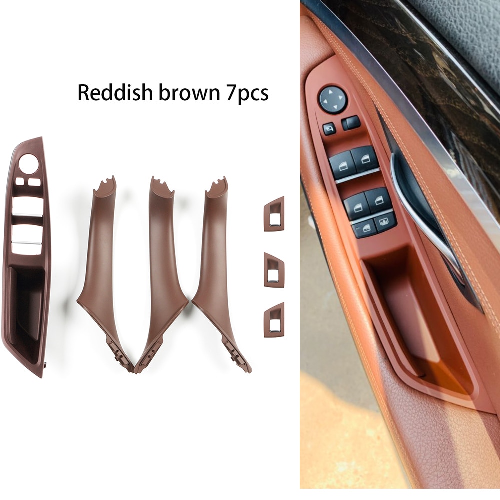 7pcs Rechterhand Drive RHD Voor BMW 5 serie F10 F11 Grijs Beige Zwart Auto Binnendeur Handvat panel Pull Trim Cover