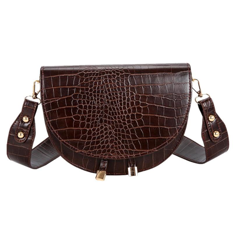 Luxe Krokodil Patroon Crossbody Tassen Voor Vrouwen Half Ronde Messenger Bag Pu Lederen Handtassen Schoudertas Sac Belangrijkste Femme: Coffee