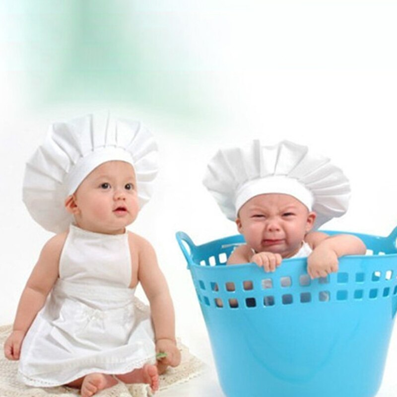 1Set Maat S/L Baby Fotografie Kostuum Katoen Wit Chef Kostuum Pasgeboren Baby Fotografie Gedenkteken Kleding Set