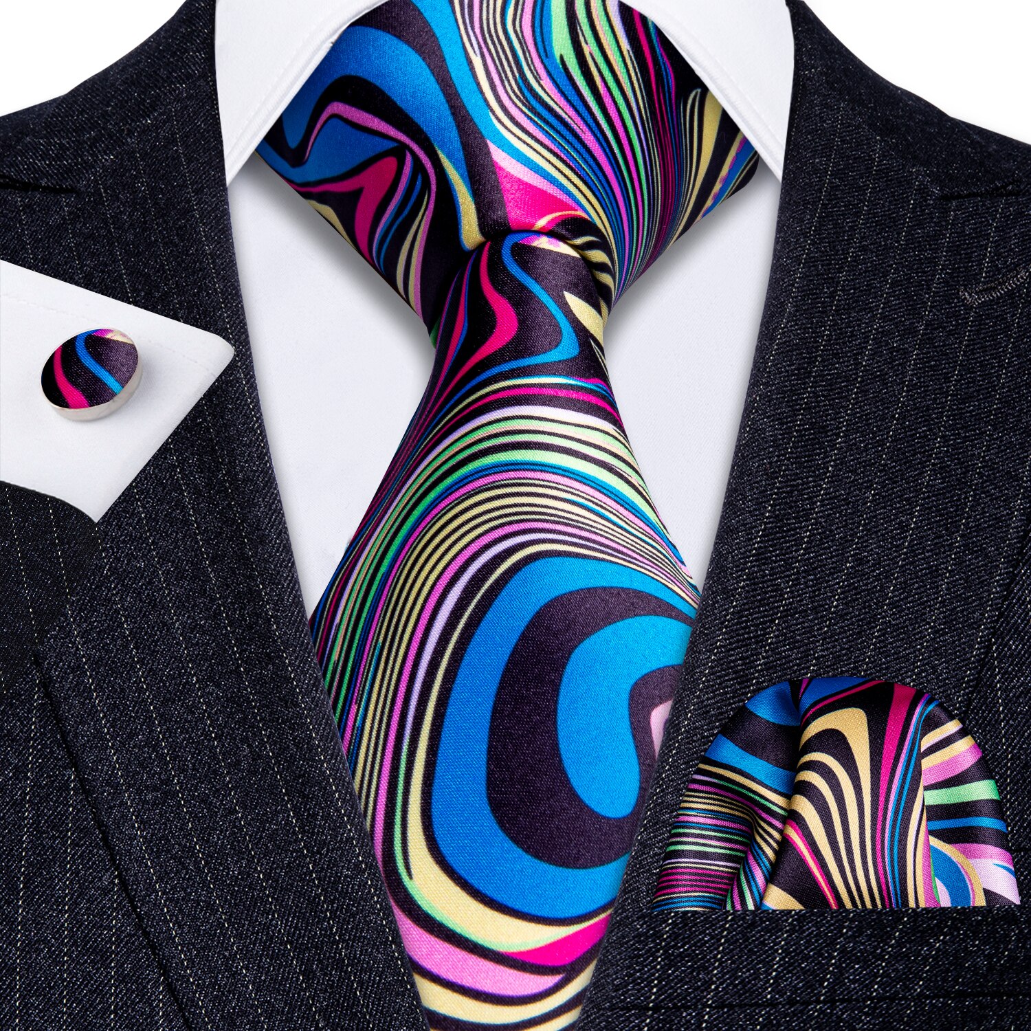 Men Necktie 100% Silk Mens Tie 7 Colors Print Ties For Men Wedding Barry.Wang Business Style Tie LS-07: LS-5278