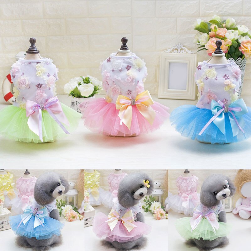 Bloem Huisdier Rok Zomer Puppy Kleding Hond Jurk Mouwloze Kleine Hond Trouwjurk Hond Kleding Gaas Rok