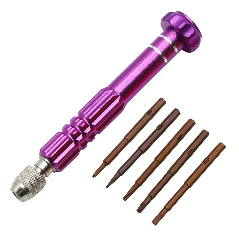 Multifunctionele 5 In 1 Schroevendraaier Horloge Reparatie Tools Set Demontage Schroevendraaier Sleuf Kruis Pruim Bloesem Computerbril: Grey