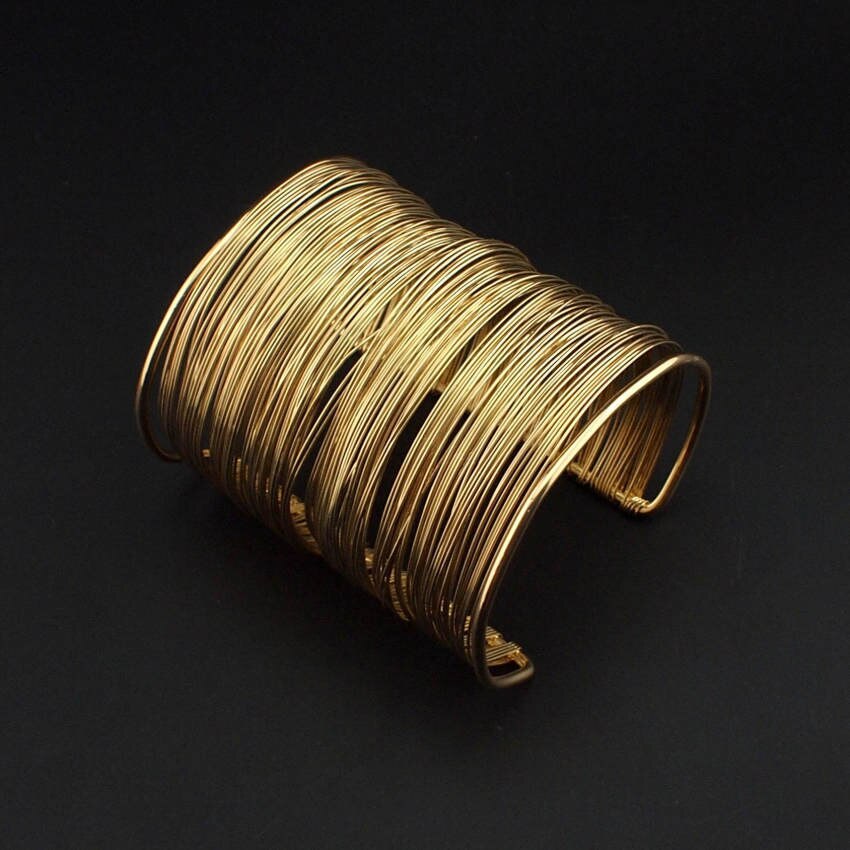 UKMOC Multi Schicht Legierung Draht Geöffnet Manschette Armreifen Armbänder Für Frauen ErkläSprosse Schmuck Charme Zubehör Party: Gold