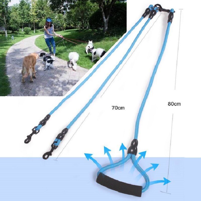 Nylon multi hundesnor aftagelig kæledyrsbly klatreskumhåndtag 1 snor til 2 or 3 or 4 hunde lille hund træktov dgsa 16