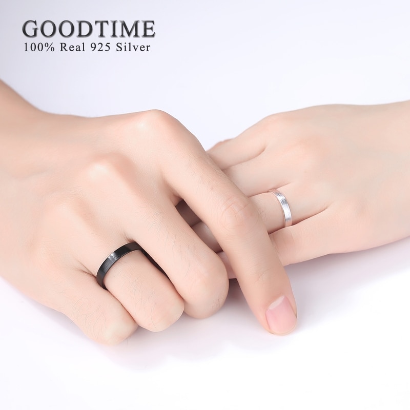 Simple Distinctive Style Sterling 925 Silver Rings For Lover Couple Drawing Shape Adjustable Party Wedding Engagement Rings