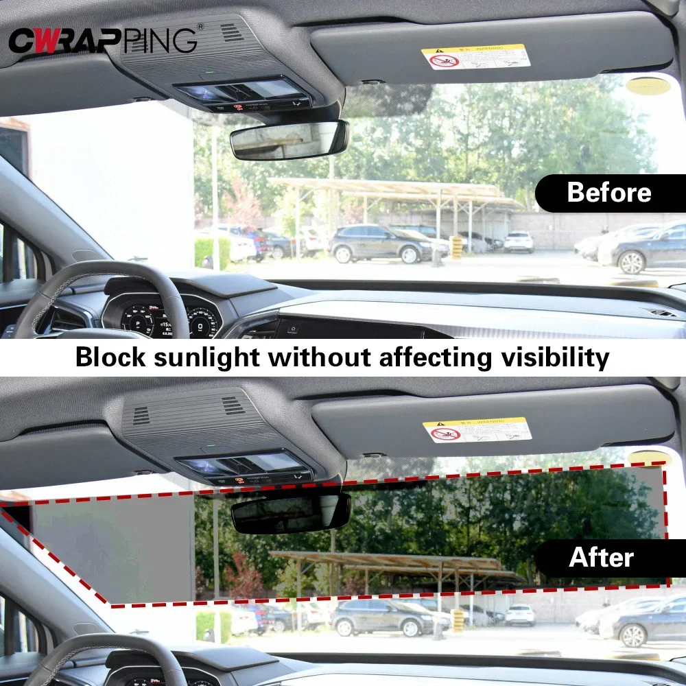 Pegatina parasol para parabrisas de coche, película de vinilo negra para ventana delantera, protección Anti-UV, suministros de verano para accesorios de coche