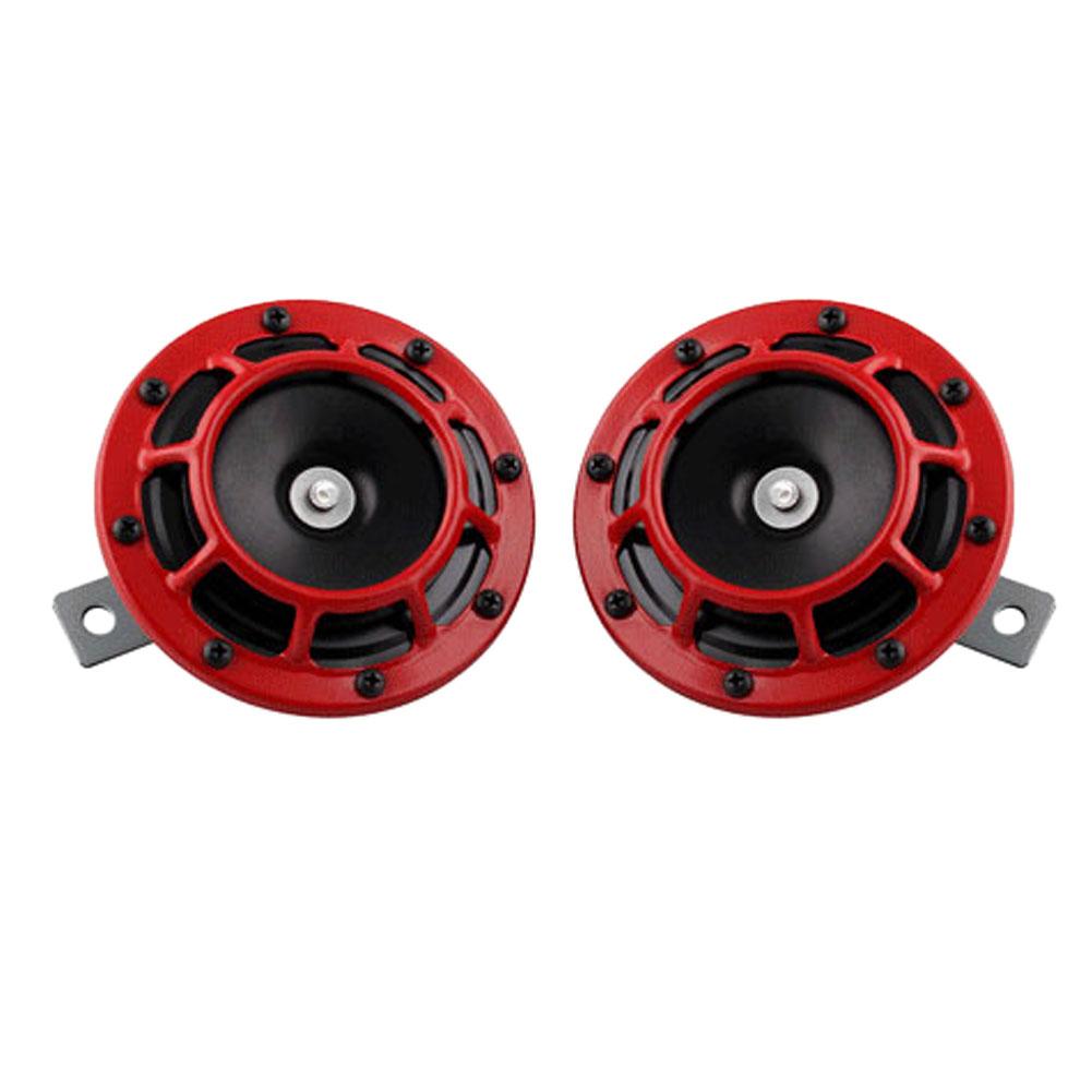 1 Pair 12V Waterproof Car SUV Truck High Low Tone Super Loud Horn Loudspeaker S: Red