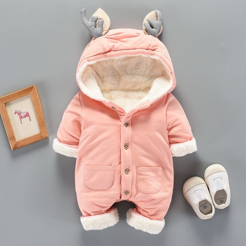 Combinaison d'hiver porter salopette pour enfants fille -né survêtement coton vêtements garçon manteau bébé neige vêtements Snowsuit Costume Costume: Rose / 6M