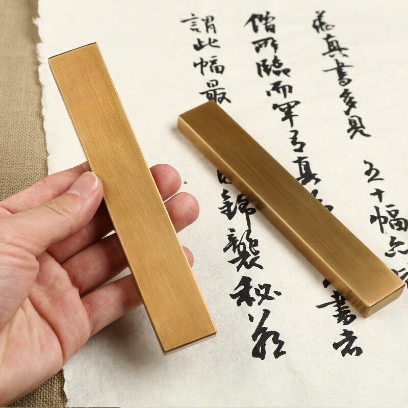 Draagbare Chinese Schilderen Calligraphie Paperweights Eenvoudige Messing Paperweights Studenten Papier Drukken Paperweights Peso De Papel