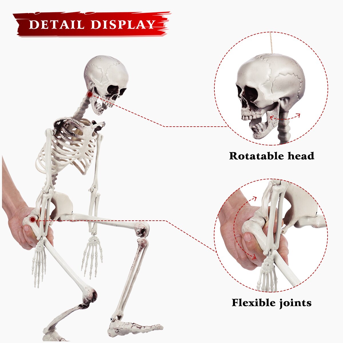 90cm halloween skelet dekorationer desktop kranie ornamenter gør-det-selv hængende pynt til hjemmet butik hjemsøgt hus dekoration